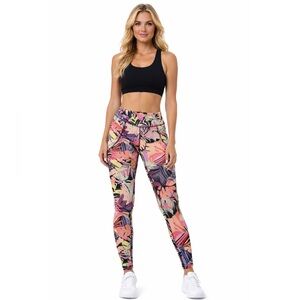 NWT Bebe Black Tropical Print Leggings